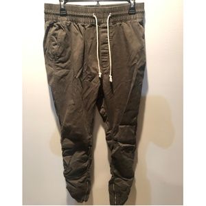 Olive Zipper Pants Joggers Men Size 32
